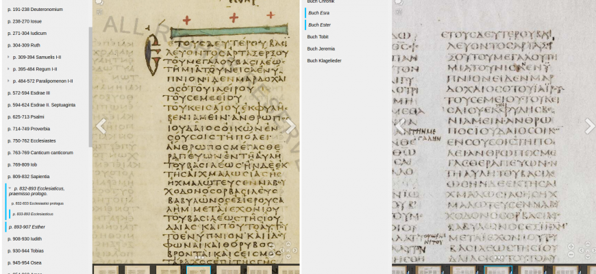 Codex Sinaiticus und Codex Vaticanus in einer Mirador Oberfläche