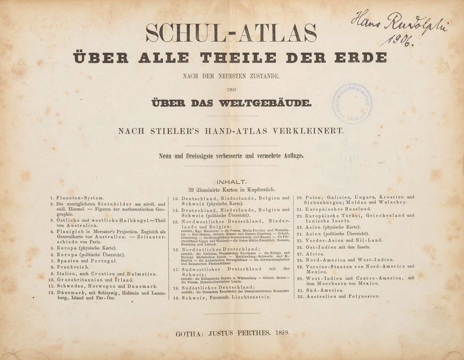 Digitalisat einer Doppelseite des Stieler-Atlas
