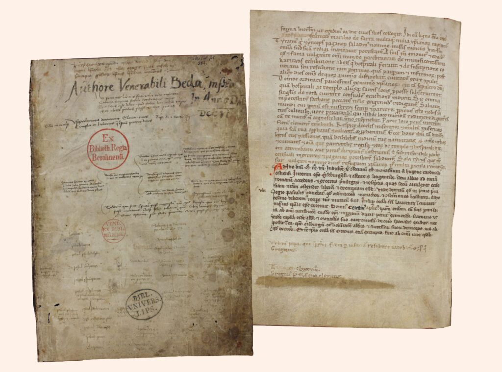 Zwei Blätter der Sammelhandschrift Ms 1325 aus dem 12. Jahrhundert