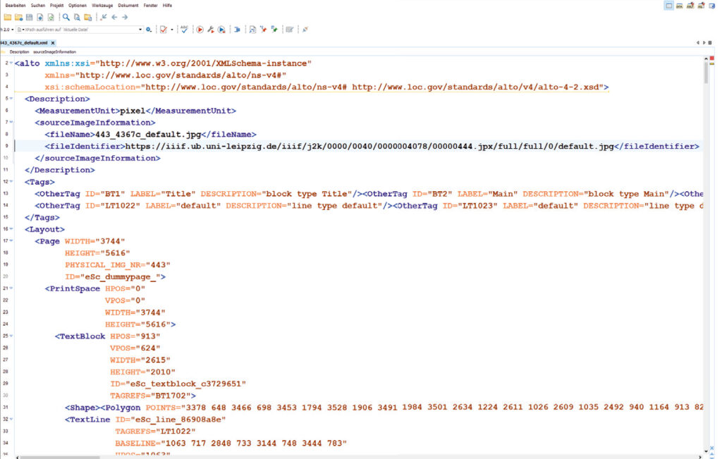 Screenshot einer Transkription