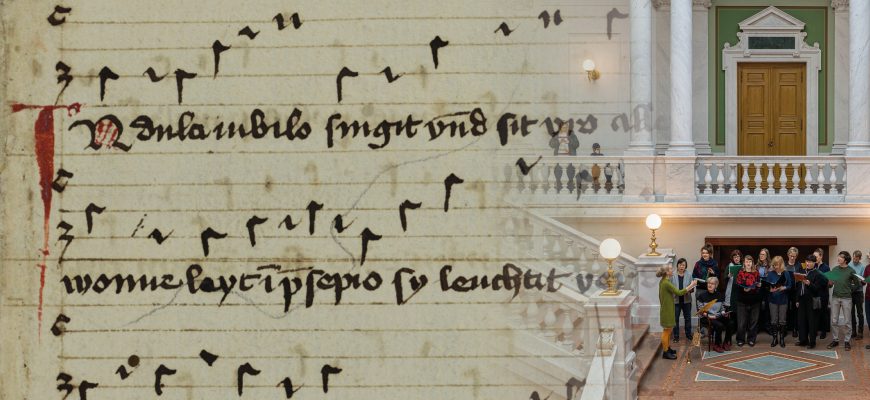 Ms 1305 Ausschnitt des"In dulci jubilo" und UBL-Chor in der Bibliotheca Albertina