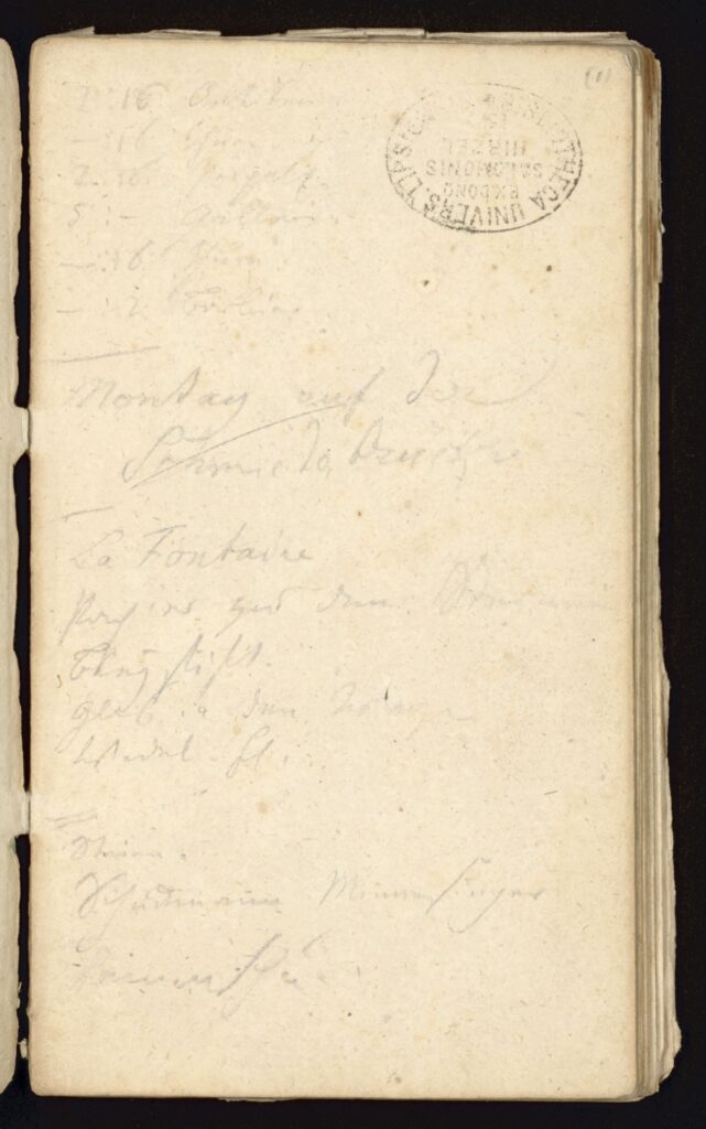 Zu sehen ist ein Digitalisat einer Seite aus Goethes Notizbuch der schlesischen Reise im Original.