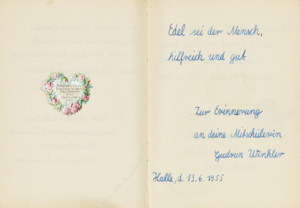 Goethe-Zitat in einem Poesiealbum.